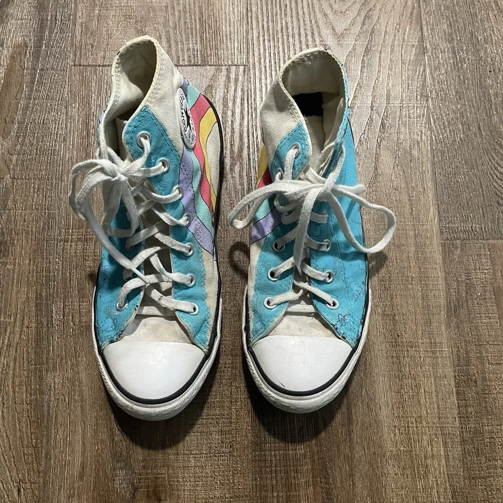 Converse‎ Shoes Juniors CTAS HI Top Blue Rainbow Size 4